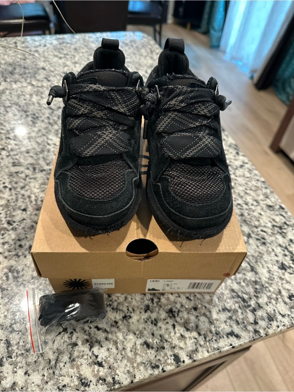 UGG Kids Black Lace-Up Sneakers